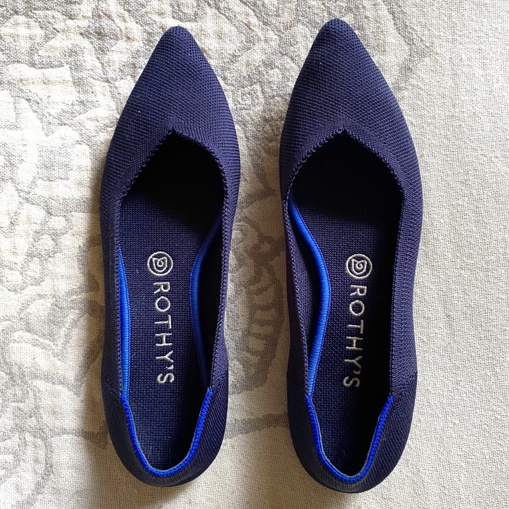 Rothys the Point flat in navy blue